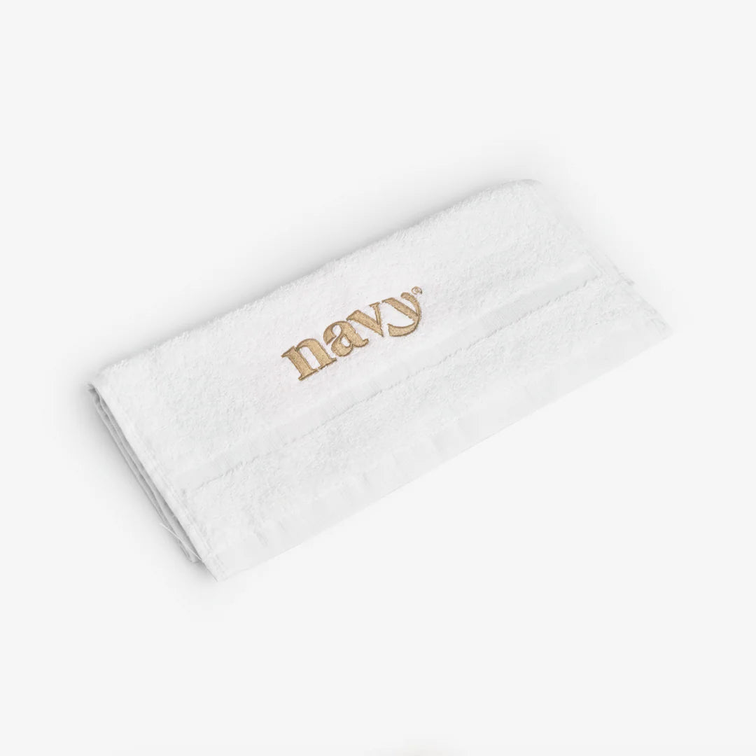 Navy Towel | Luxurious White Hand Towel